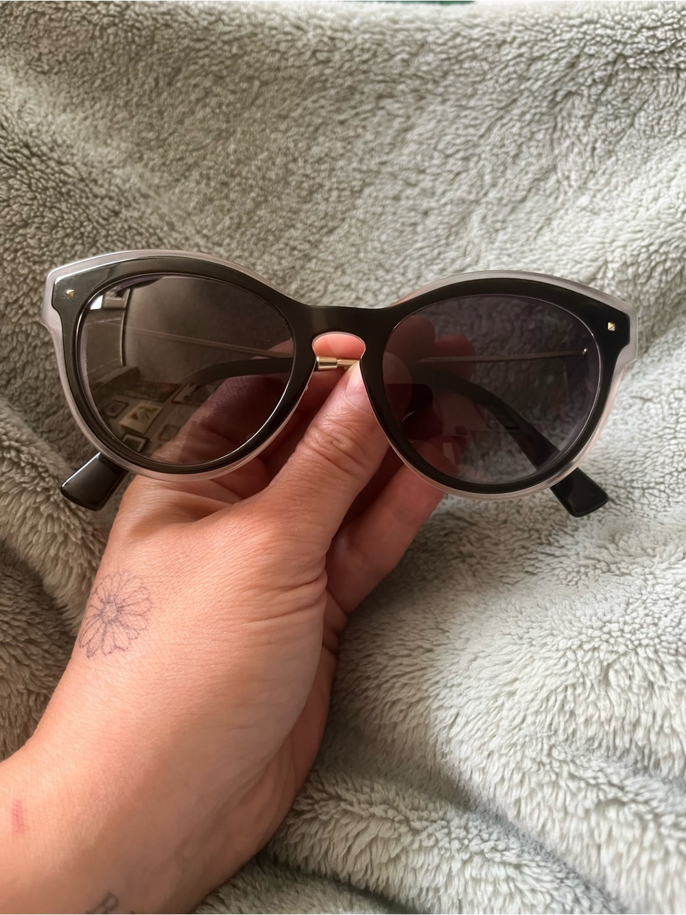 2019 Valentino 4017 Black/Crystal/Smoke Gradient Cat-Eye Women's Sunglasses